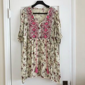 Velzera puff sleeve embroidered floral mini dress
